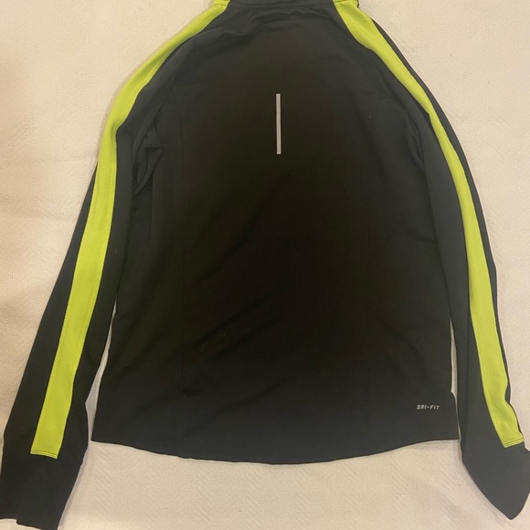 Black Nike dry fit half-zip pullover with yellow stripe on sleeves. Size Large. - Picture 2 of 2